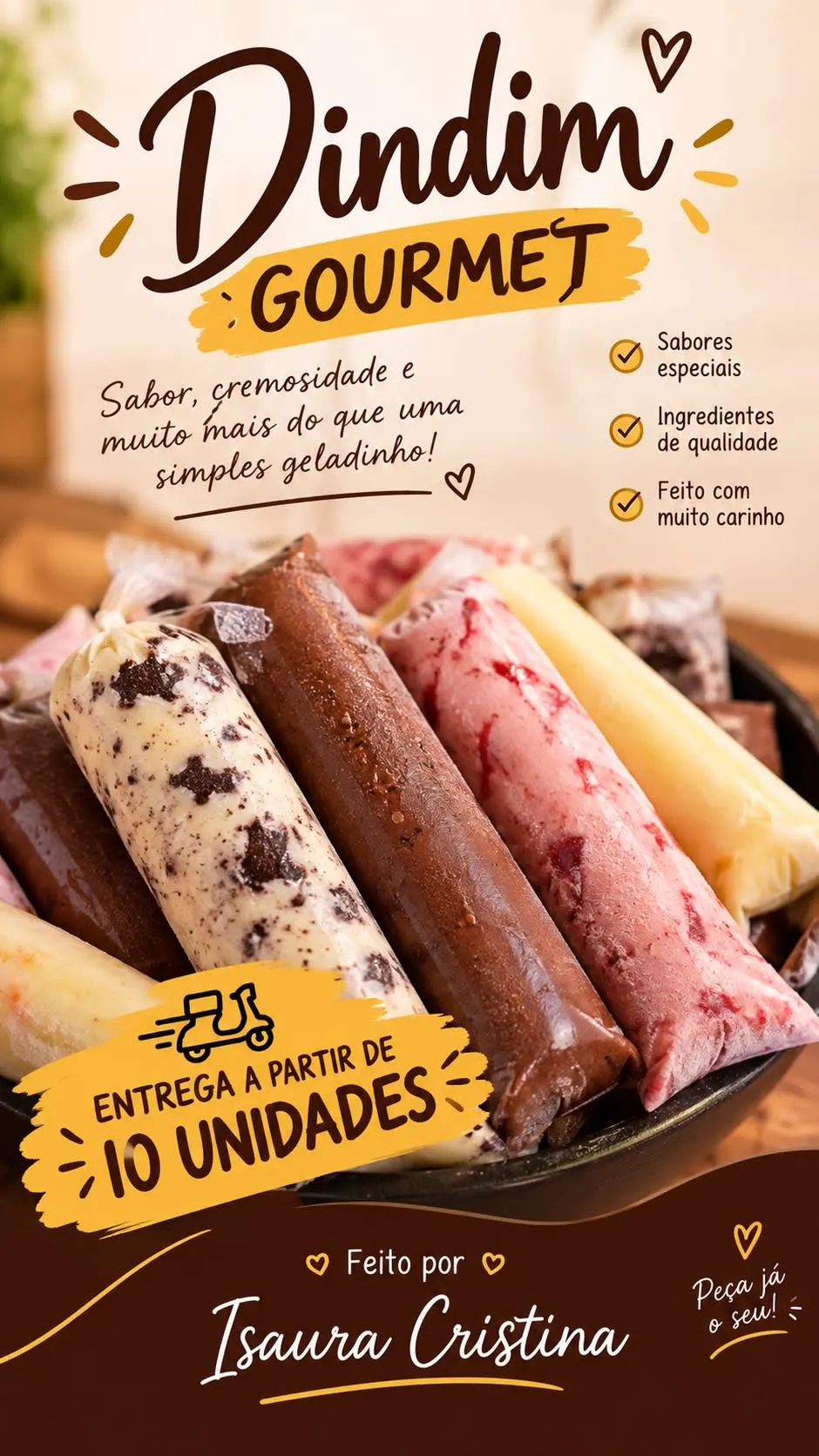 Dindim gourmet - sabor especial - 10 unidades