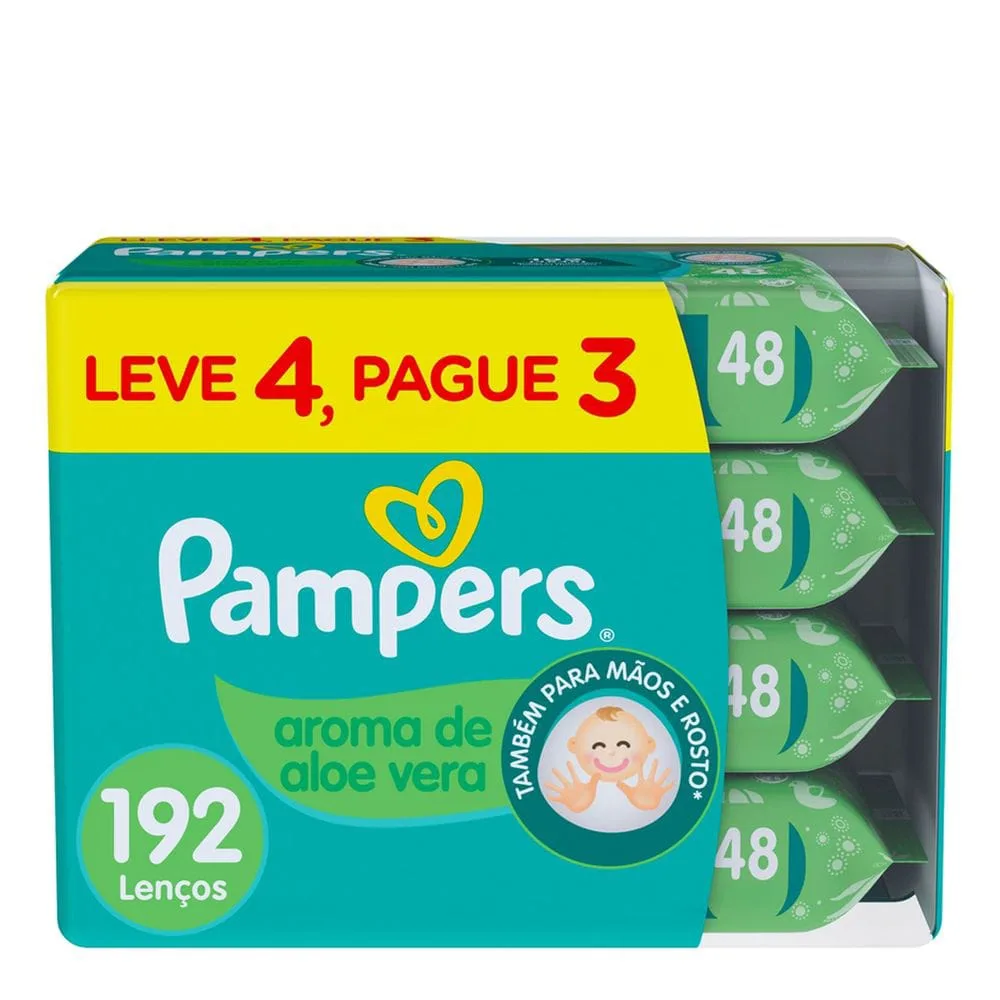 Pacote de lenço umedecido Pampers com aroma de aloe vera